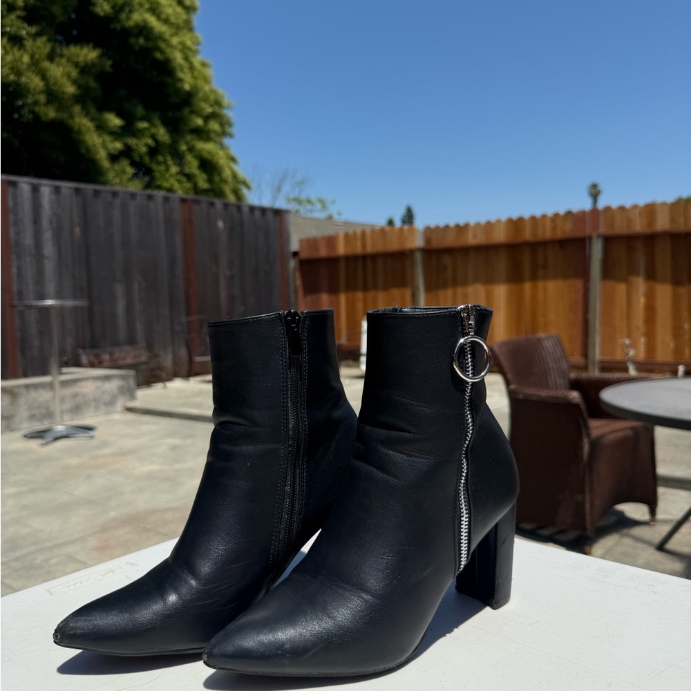 Black Leather Ankle Boots